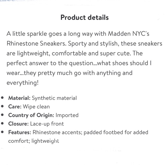 Madden NYC By Steve Madden White Athletic Rhinestone Bling Sneakers 6 (8.5) - Picture 13 of 16